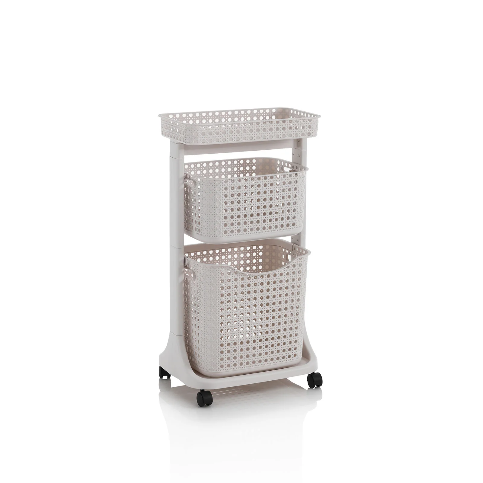Carrello lavanderia 2 cesti HUY beige cesto basso