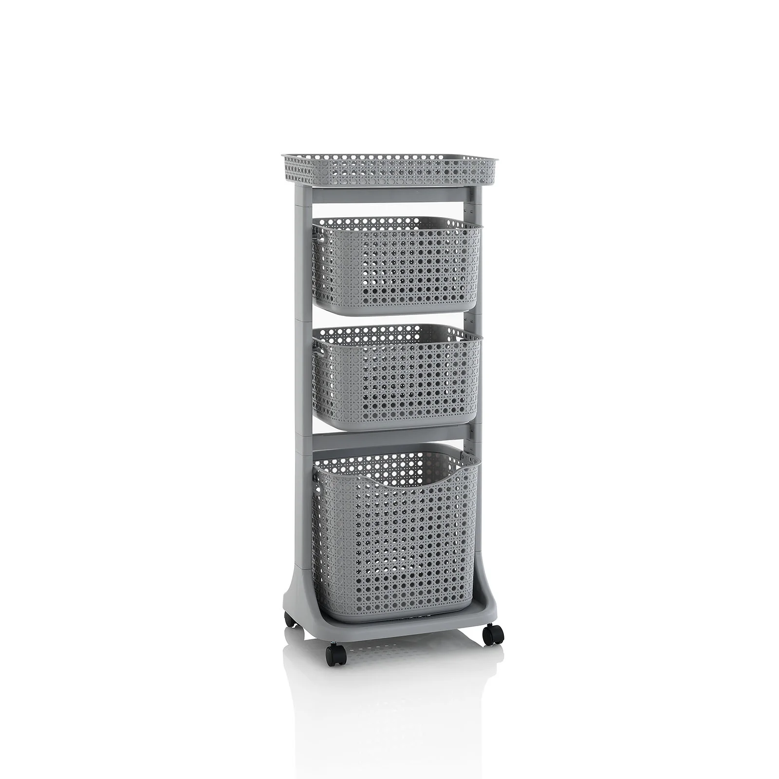 Carrello lavanderia 3 cesti HUY grigio