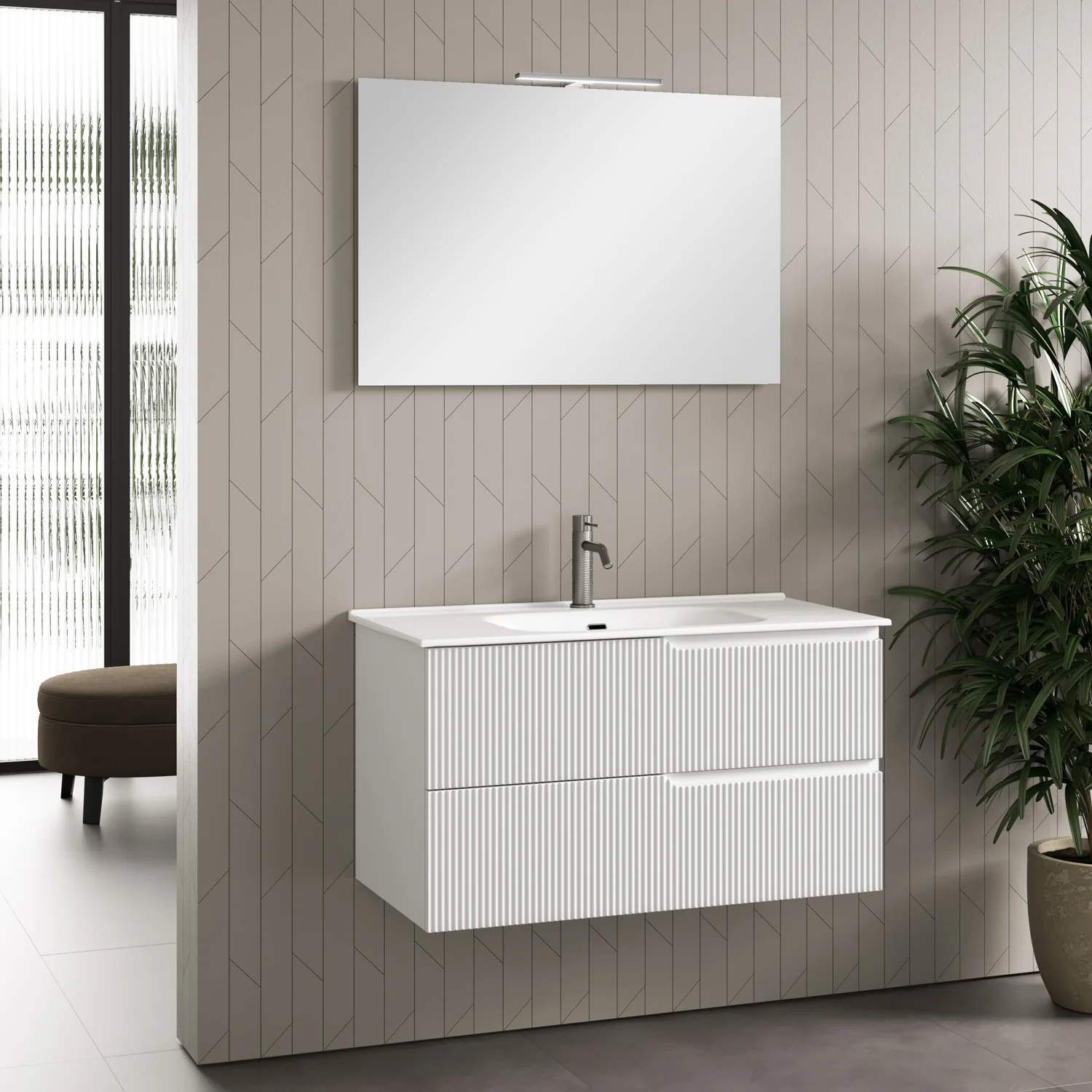 Composizione 4 pezzi ZIP bianco opaco 91cm