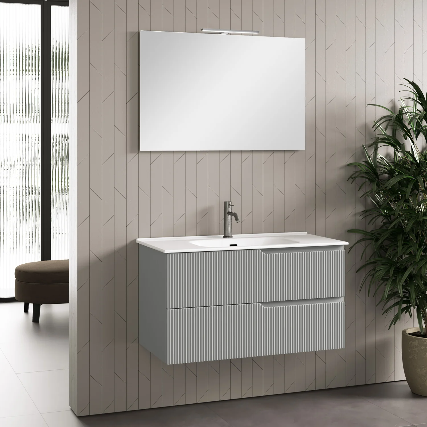 Composizione 4 pezzi ZIP grigio opaco 91cm