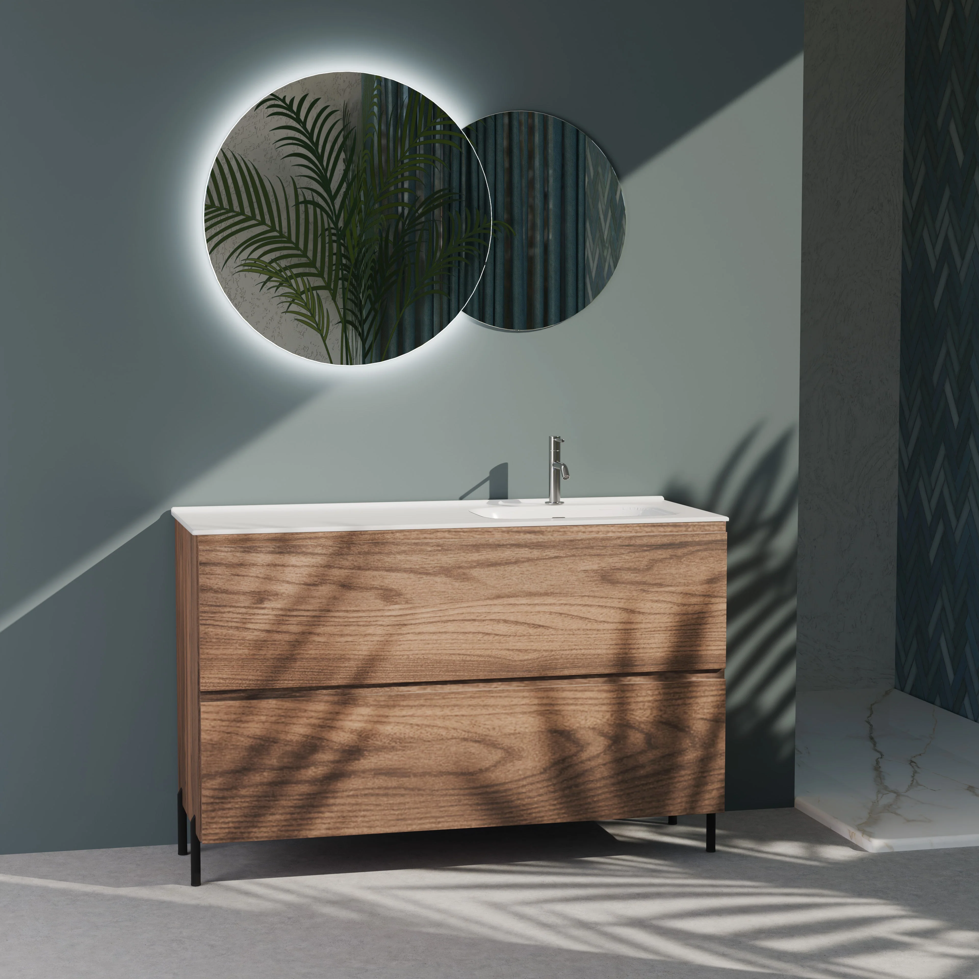 Composizione a terra vasca DX GALILEO-77 rovere rio