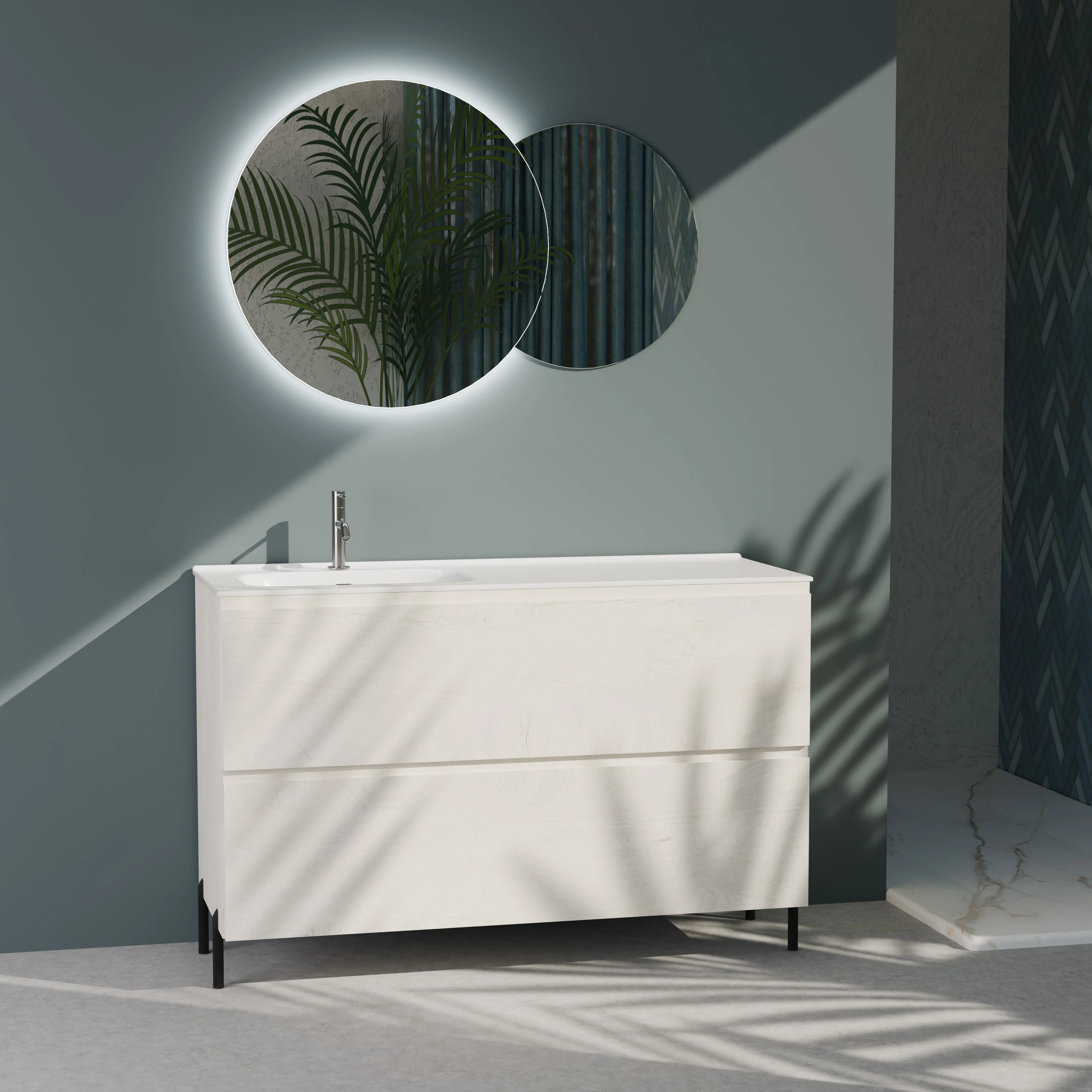 Composizione a terra vasca SX GALILEO-78 rovere alaska