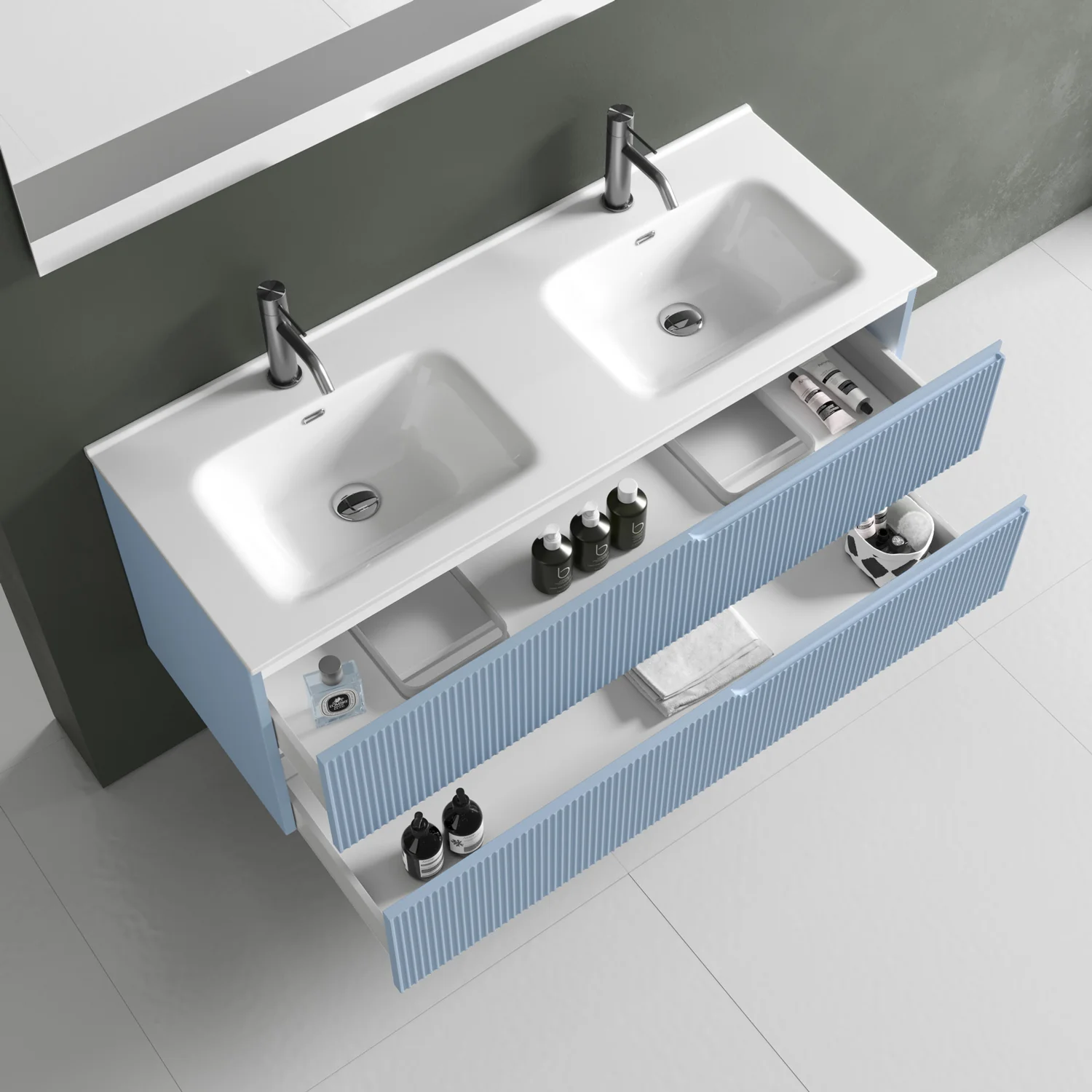 Composizione doppia vasca 5 pezzi ZIP azzurro tiffany - Image 2