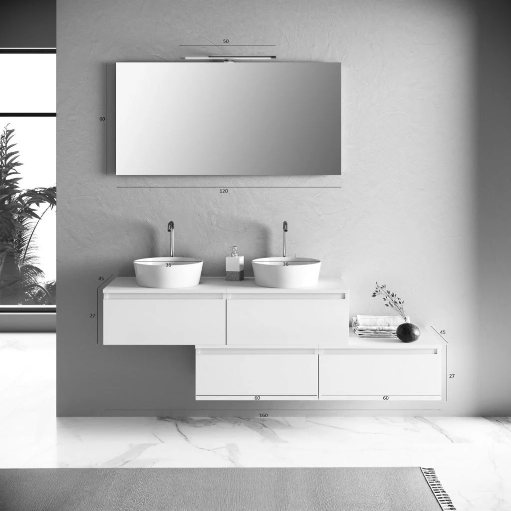 Composizione doppio lavabo 8 pezzi YOKA quercia - Image 8