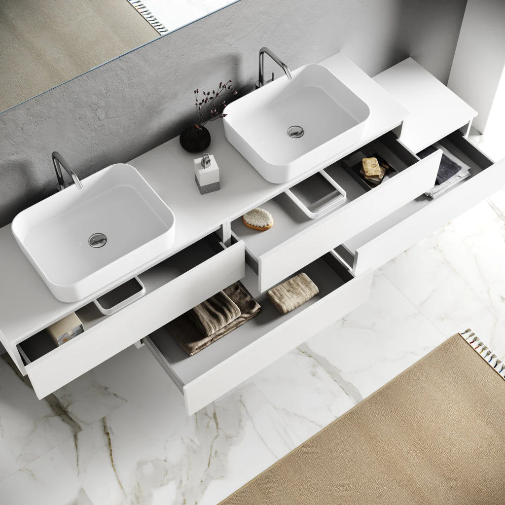 Composizione doppio lavabo 9 pezzi YOKA quercia - Image 4