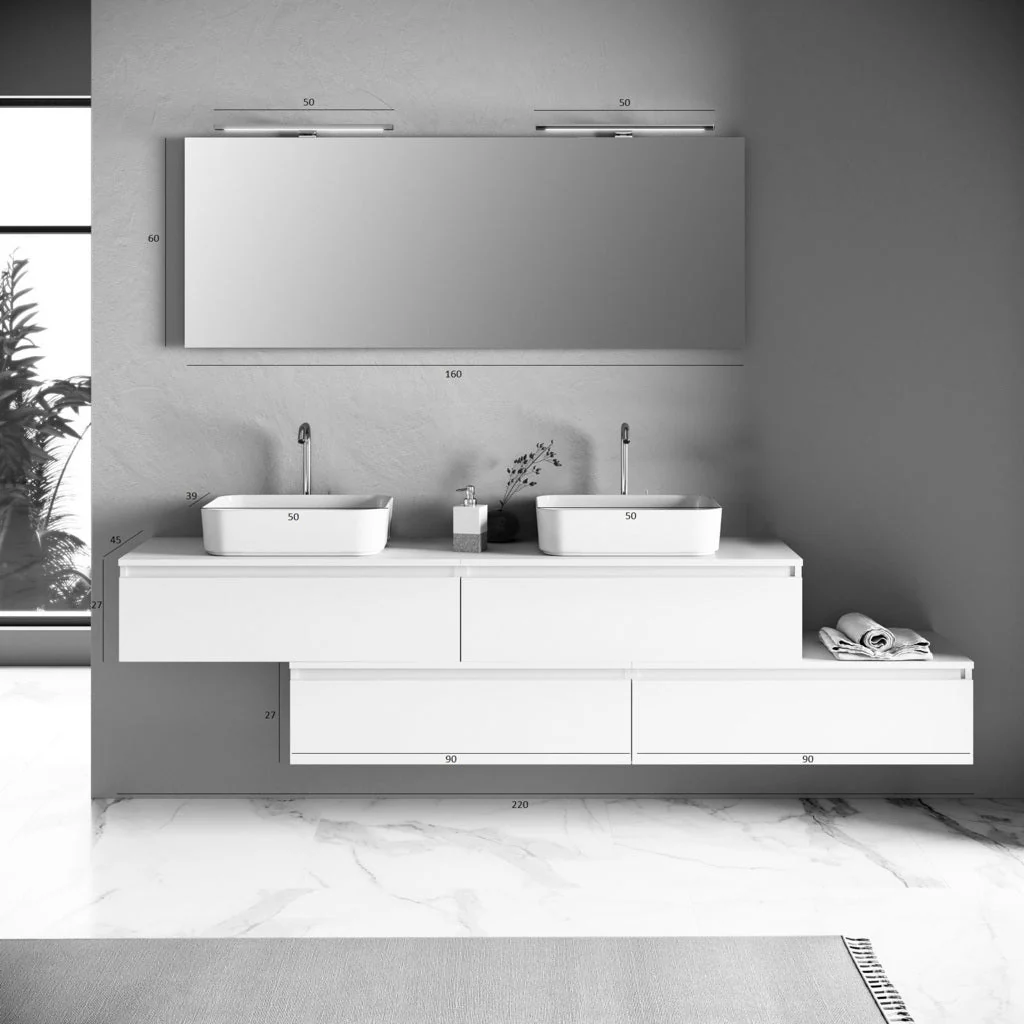 Composizione doppio lavabo 9 pezzi YOKA quercia - Image 9
