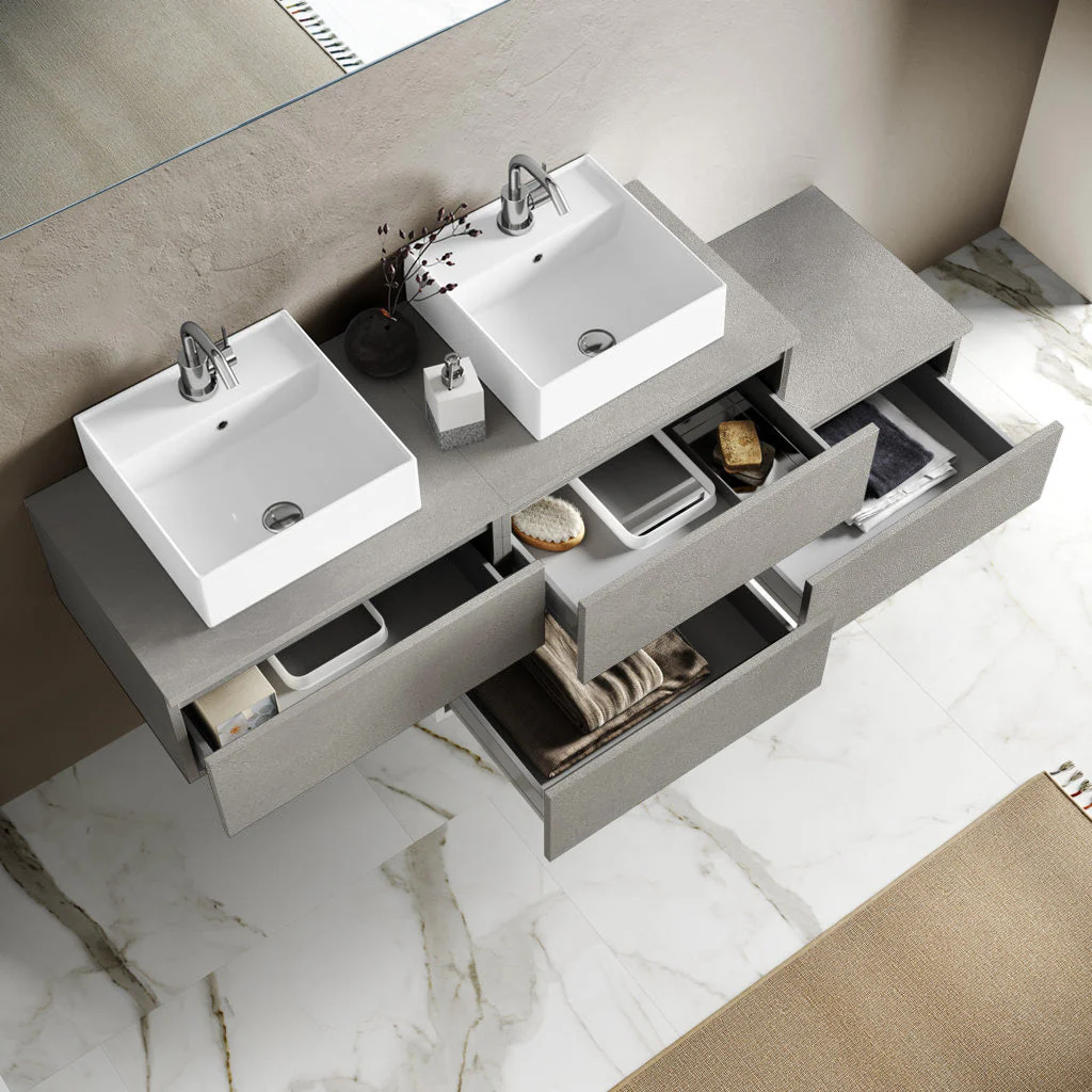 Composizione doppio lavabo YOKA-20 bianco pietra - Image 2