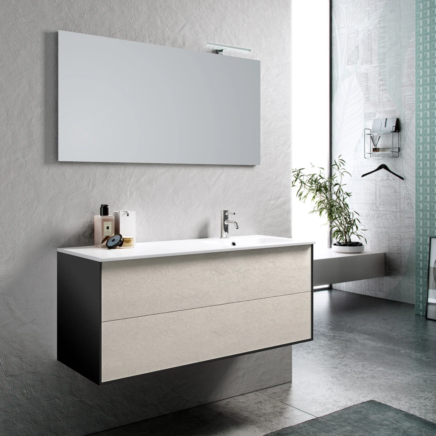 Composizione vasca DX 4 pezzi AGO avana pietra