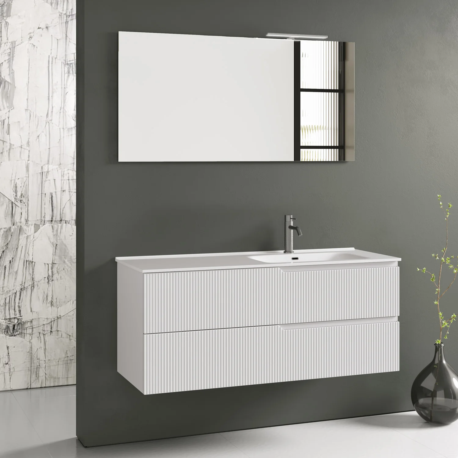 Composizione vasca DX 4 pezzi ZIP bianco opaco
