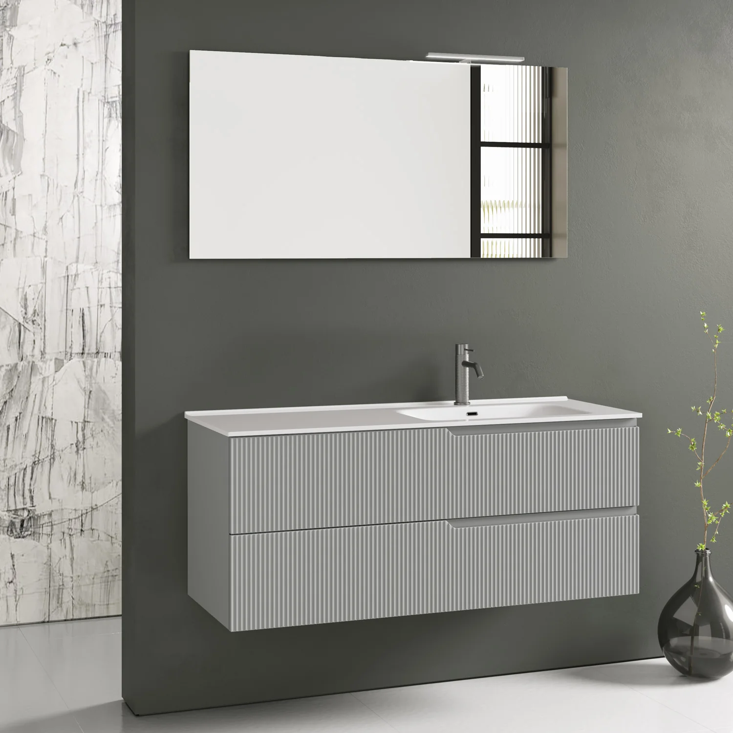 Composizione vasca DX 4 pezzi ZIP grigio opaco