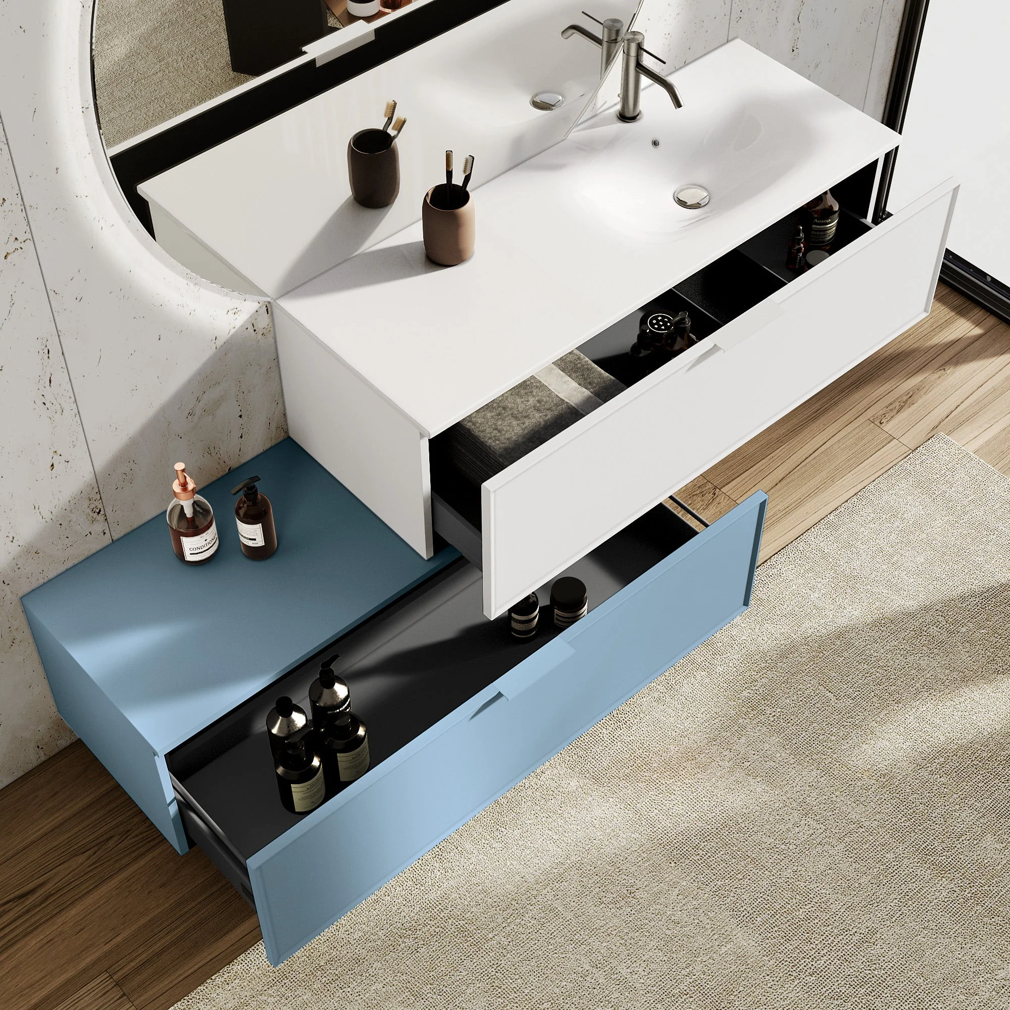 Composizione vasca DX CUPIDO-54 bianco/azzurro tiffany - Image 2