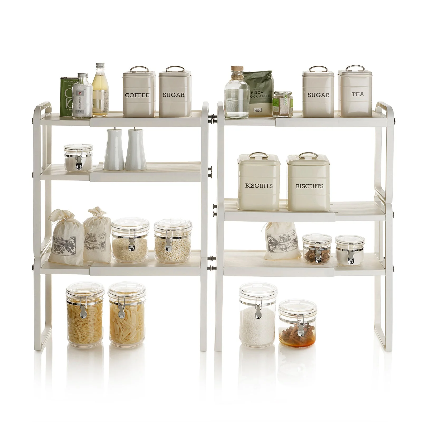 Organizzatore 2 ripiani per scaffali YURT bianco - Image 4