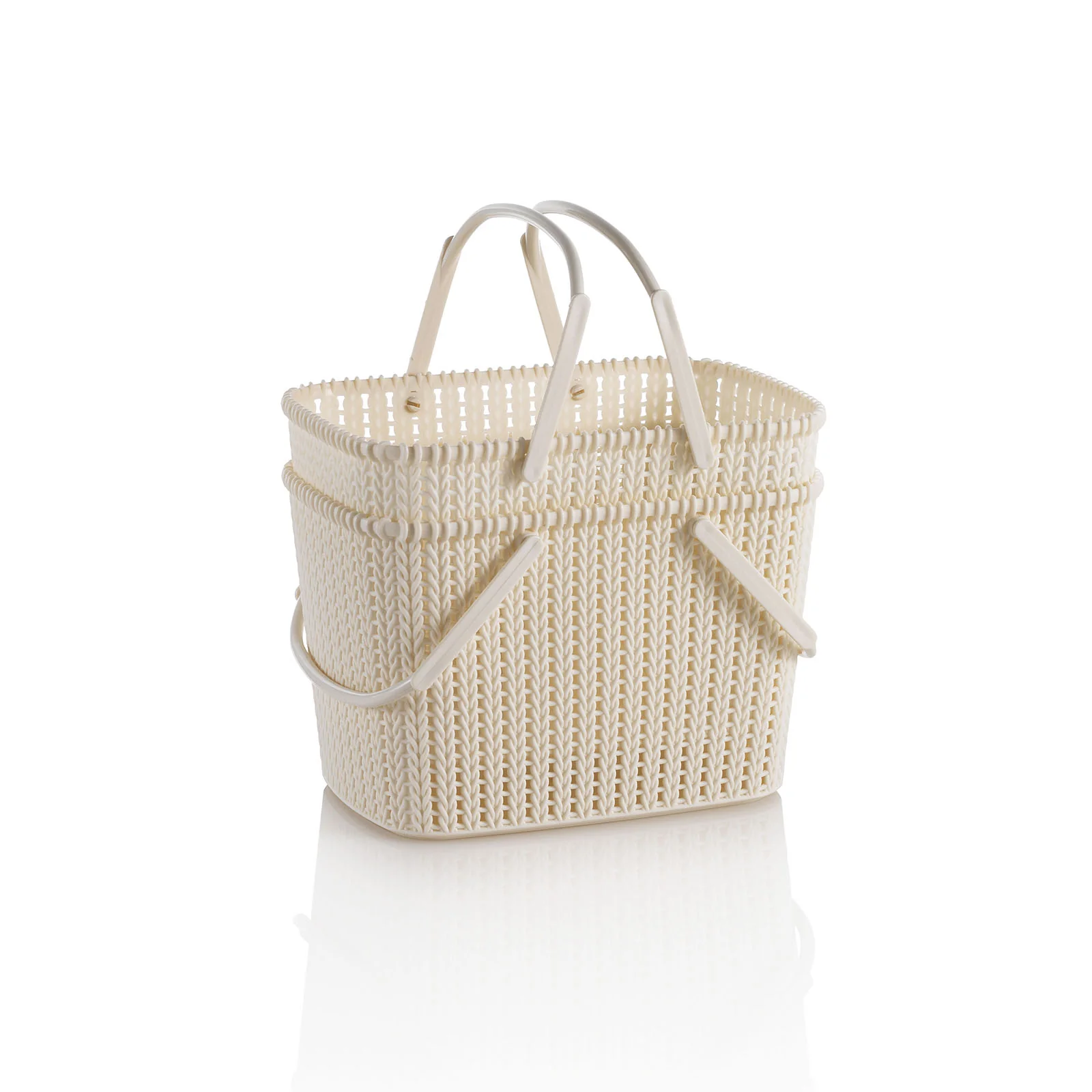 Set 2 cestini portaoggetti con manico MARL beige - Image 3