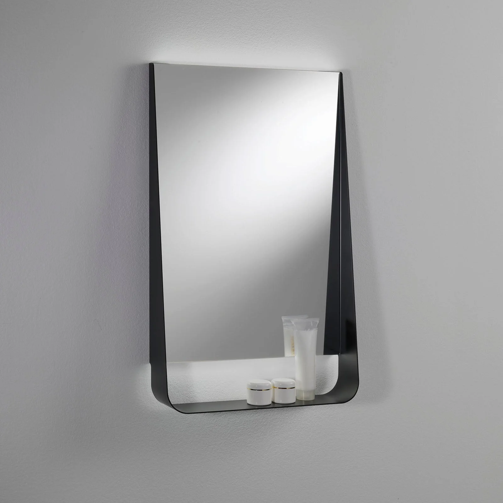 Specchio con mensola e led WING50 nero - Image 2
