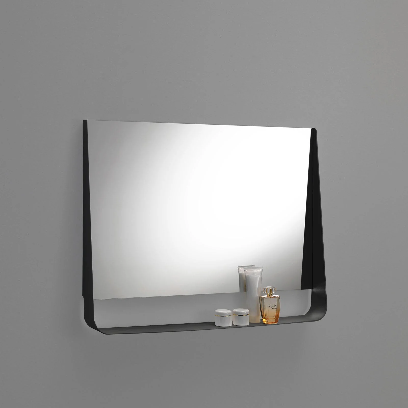 Specchio con mensola e led WING90 nero - Image 2